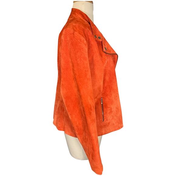 Motto Chic Leather Biker Jacket Alfani Burnt Orange Women’s Large Zip Pockets - Picture 9 of 10